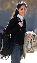 Student carrying a backback