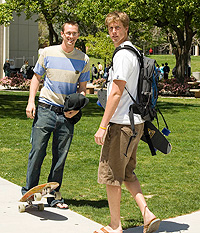 Students by the lawn